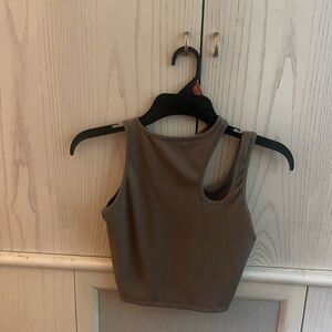 Espresso, slit shoulder crop-top